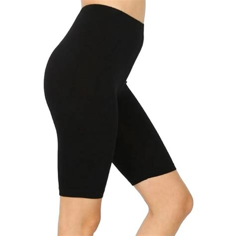 Zenana Women Ladies Mid Thigh Stretch Cotton High Waist Active Bermuda