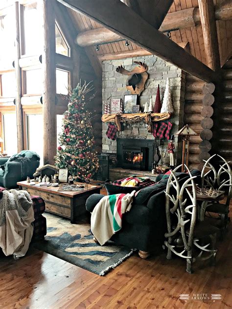 Christmas Mantle Log Cabin Cabin Buffalo Plaid Rustic Christmas