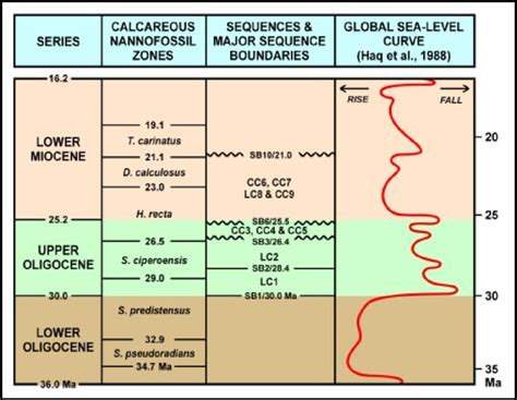 Comparison Between The Global Sea Level Curve Of Haq Et Al 1988 And