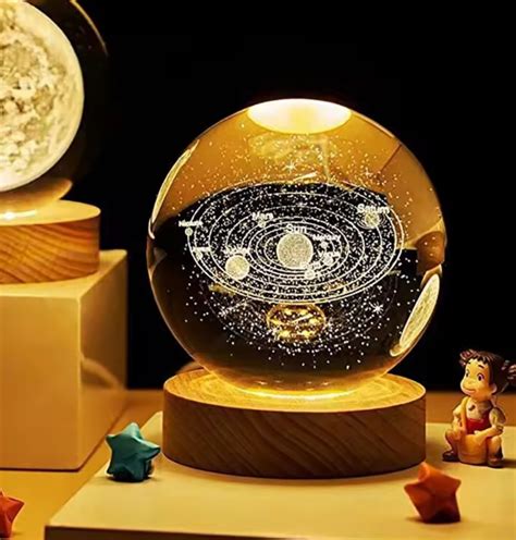 D Saturn Planet Crystal Ball Laser Engraved Galaxy Globe D Lamp