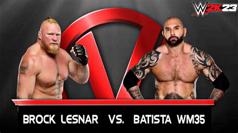 Full Match Brock Lesnar Vs Batista Vengeance Wwe 2k23 Youtube