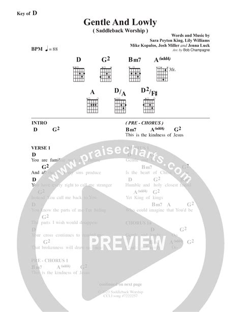 Gentle Lowly Live Chords Pdf Saddleback Worship Praisecharts