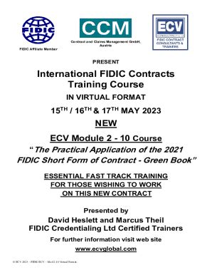 Fillable Online FIDIC Claims And Disputes Course Former Module 2 Fax