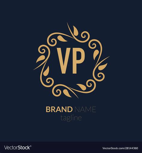 Initial Letter Vp Creative Elegant Logo Template Vector Image