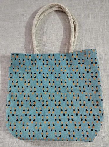 Loop Handle Ladies Sea Green Printed Jute Bag Size 12x8 Inch At Rs 62