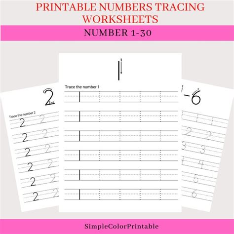 Printable Numbers 1-30 Tracing Worksheets : for Kids Ages 3-5 - Etsy