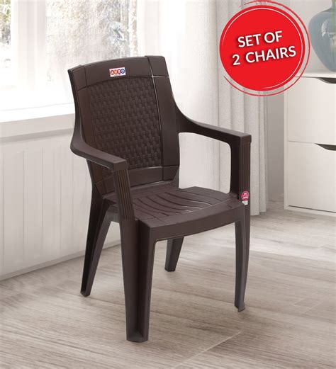 Buy Designer Plastic Chair In Brown Set Of By Avro Online Plastic