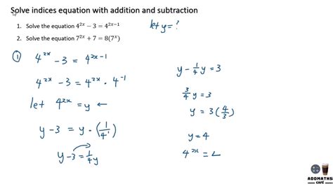 Addmaths Spm Solve Indices Equation With Addition And Subtraction