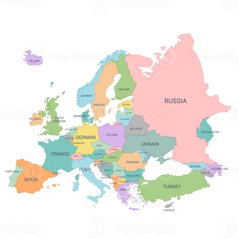 Europe Map Full Color High Detail Separated All Countries 22541454 Png