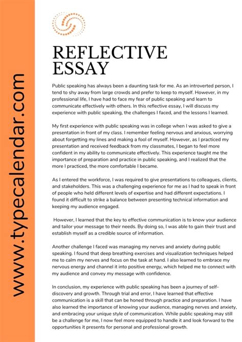 Free Printable Reflective Essay Templates Word Pdf