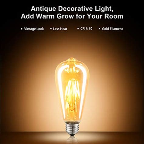 Luxon Led Edison Bulbs Dimmable Amber Glass Warm 2700k Antique Vintage Style Filament Light