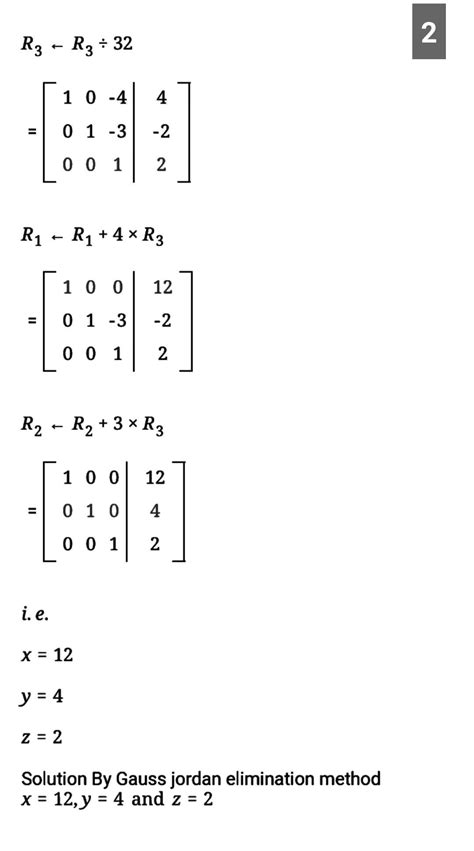 [solved] Use Gauss Jordan Elimination Method To Solve This Math Problem