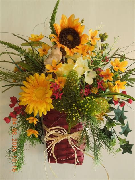 17 Sunflower Floral Hanging Basket Arrangement Flower Wall Decor