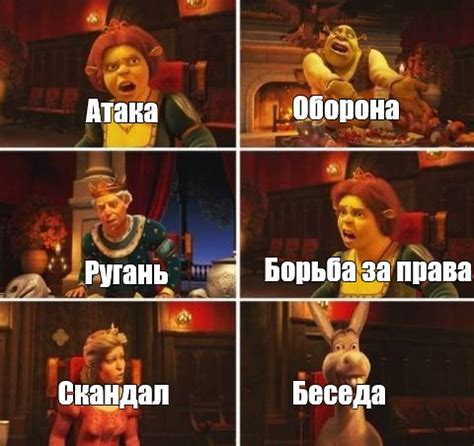 Комикс мем: "Оборона Атака Борьба за права Ругань Беседа Скандал ...
