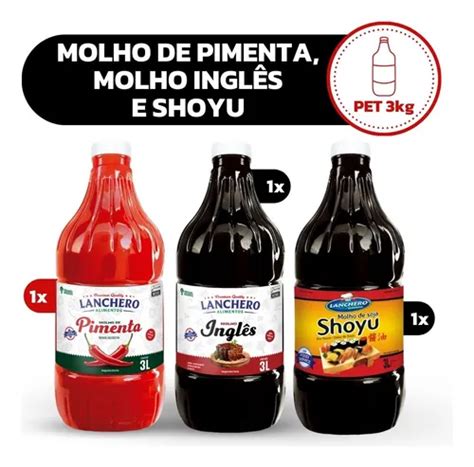Molho Ingles É Shoyu - Combo Shoyu + Molho Ingles + Molho De Pimenta - Lanchero | MercadoLivre