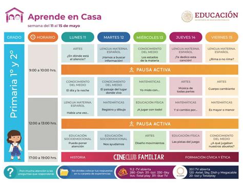 Aprende En Casa Preescolar Y Primaria Horarios De Clases Del 11 Al