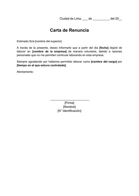 Formato Carta De Renuncia Sencilla Beautiful Plantilla Carta Renuncia