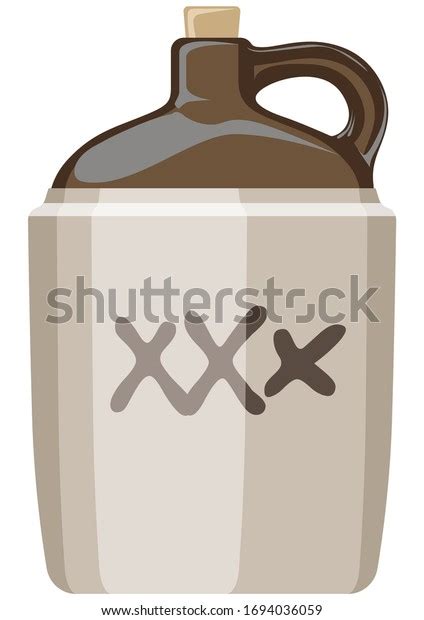 A Vector Illustration Of A Vintage Moonshine Jug On An Isolated White