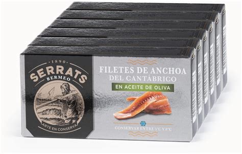 SERRATS 6 Unidades Filetes de Anchoas del Cantábrico en Aceite de