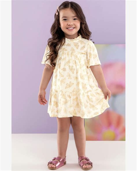 Riachuelo Vestido Infantil Menina Curto Gola Alta Coloritt Bege