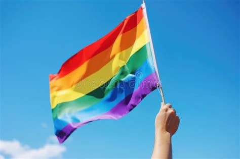 Generador De Ai Orgullo Arco Iris Lgbt Bandera Gay Contra Un Cielo Azul Stock De Ilustraci N
