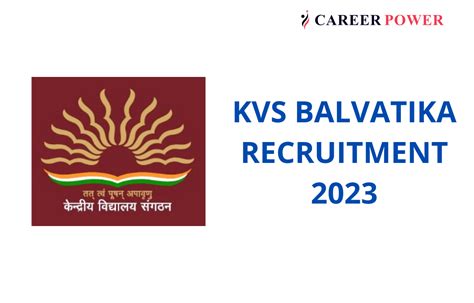 KVS Balvatika Recruitment 2023 Notification Out For Pre Primary Teacher