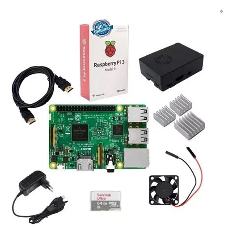 Kit Raspberry Pi Model B Fonte Case Dissipador Msd Gb Frete Gr Tis