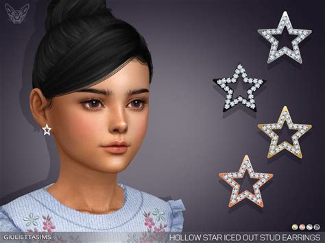 Sims 4 — Hollow Star Iced Out Stud Earrings For Kids By Feyona — Hollow