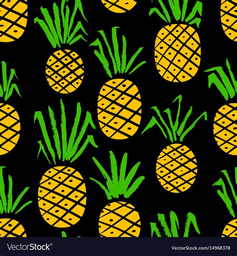 Pineapple Seamless Pattern Background With Summer Vector Image