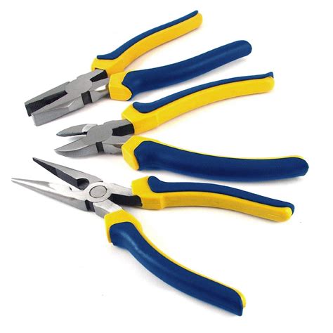 Pc Soft Grip Plier Set Combination Long Nose Side Cutter Wire Cutting