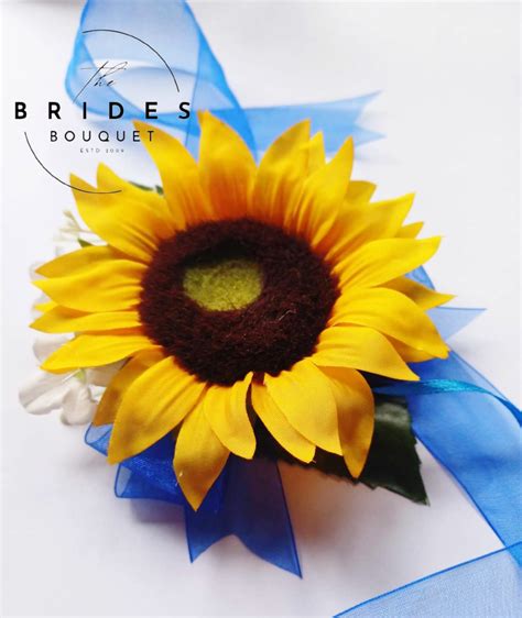 Silk Sunflower Wrist Corsage Artificial Wedding Flower Bracelet