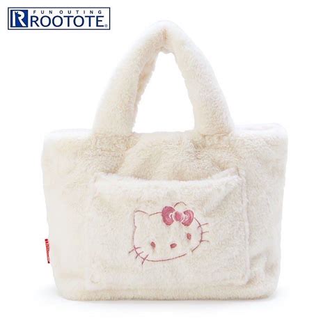 Rootote X Sanrio Japan Hello Kitty My Melody Kuromi Embroidered Plush Tote Bag Womens Fashion