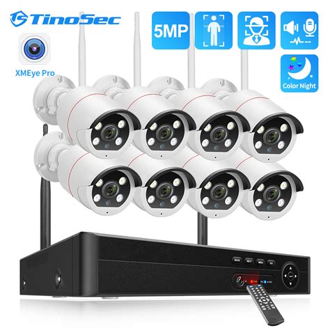 TinoSec 5MP 8CH Wireless Surveillance Security System AI Face Detection