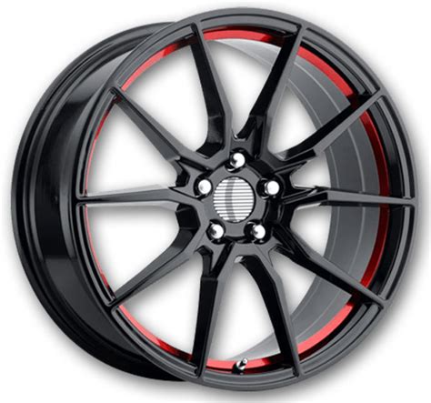 Performance Replicas Wheels PR193 Gloss Black Red Machined