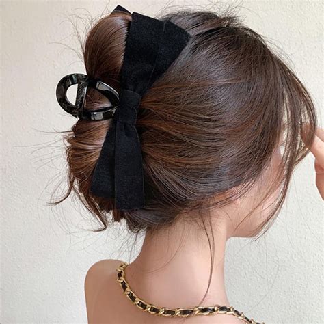 SDJMa Velvet Bow Hair Claw Clips Ribbon Bow Hair Clips Big Hair Bows