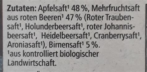 Früchte Mix mit roten Beeren 100 Direktsaft Rewe Bio 1l