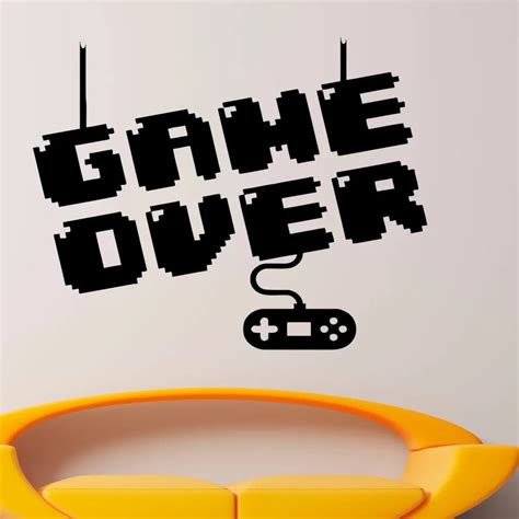 Game Over Video Games Wall Sticker Interior Home Boys Bedroom Playroom ...