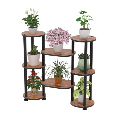 Rigatmat Round Wood Plant Stand Indoor For Plants Multiple Tiered