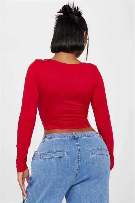 Angelica Scoop Neck Top Darkred Fashion Nova Basic Tops