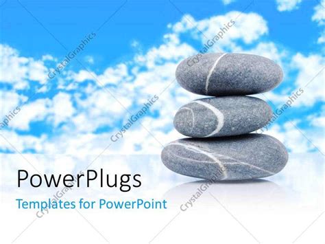 Powerpoint Template A Number Of Zen Stones With Clouds In For