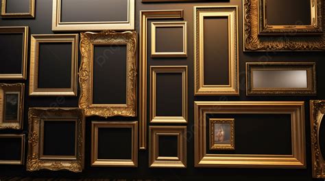 Gold Frames On A Wall Background, Picture Frame Ppt, Ppt, Ppt Material ...