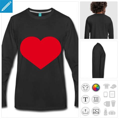 T Shirt Coeur Large Et Pointu à Personnaliser T Shirt I Love