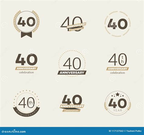 40 Years Anniversary Logo Set 40th Anniversary Icons Stock Vector Illustration Of Retro