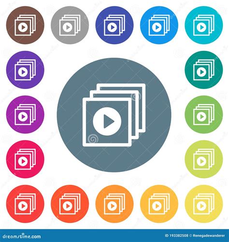Reproducir Archivos Iconos Blancos Planos En Fondos De Color Redondo