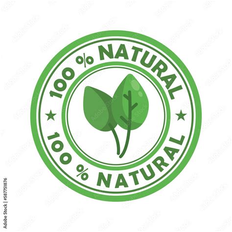 Vector Natural Food Badge Eco Nature Green Icon Product Label Or