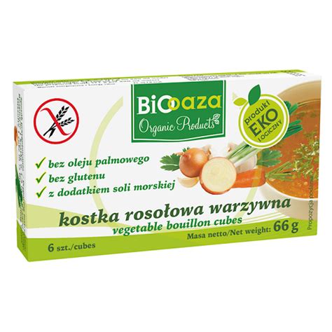 Bulion Warzywny Bezglutenowy Kostki BIO Bez Dodatku Cukru 66g BioOaza