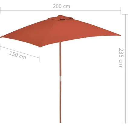 Vidaxl Parasol D Ext Rieur Avec M T En Bois X Cm Terre Cuite