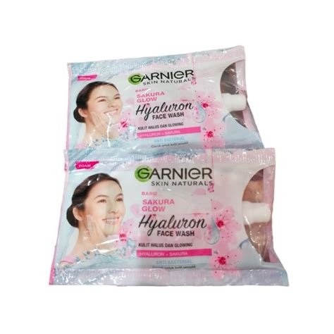 Jual Garnier Sakura Glow Hyaluron Face Wash 9ml N008002 Shopee Indonesia