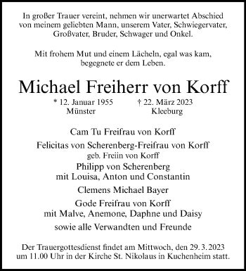 Traueranzeigen Von Michael Freiherr Von Korff Trauer Ms