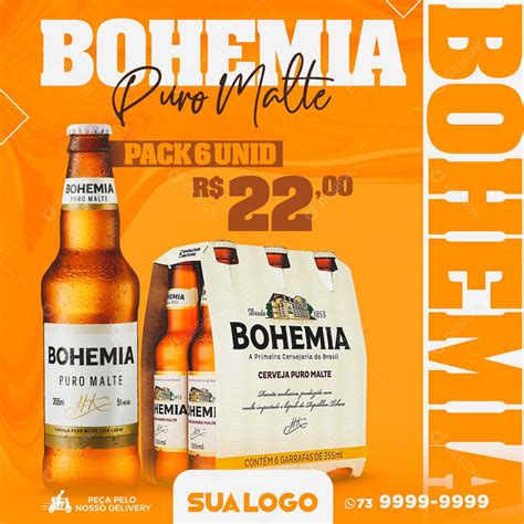 Promoção Cerveja Bohemia Puro Malte Social Media PSD Editável download